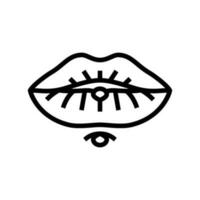 Lippe Piercing Mode Schönheit Linie Symbol Vektor Illustration