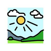 sonnig Tag Sonne Sommer- Sonnenlicht Farbe Symbol Vektor Illustration