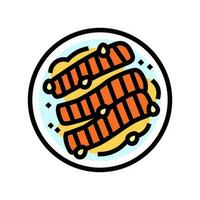 Teriyaki Lachs japanisch Essen Farbe Symbol Vektor Illustration