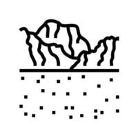 martian bergen fördärvar planet linje ikon vektor illustration