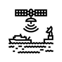 Marine Satellit Kommunikation Linie Symbol Vektor Illustration