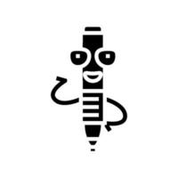 Studie Stift Charakter Glyphe Symbol Vektor Illustration