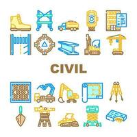 civil ingenjör konstruktion ikoner uppsättning vektor