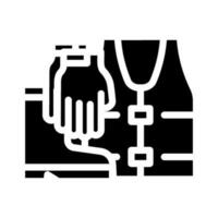 schützend Kleidung Werkzeug Arbeit Glyphe Symbol Vektor Illustration