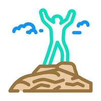 Bergsteiger auf das oben Abenteuer Farbe Symbol Vektor Illustration