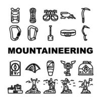 Bergsteigen Werkzeug Sport Symbole einstellen Vektor