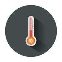 termometer ikon. mål platt vektor illustration med lång skugga.