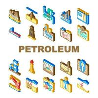 Öl Industrie Petroleum Energie Gas Symbole einstellen Vektor
