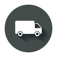 LKW, Auto Vektor Illustration. schnell Lieferung Bedienung Versand Symbol. einfach eben Piktogramm zum Geschäft, Marketing oder Handy, Mobiltelefon App Internet Konzept mit lange Schatten.