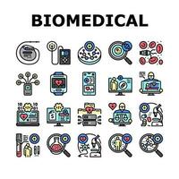 biomedicinsk medicinsk vetenskap ikoner uppsättning vektor