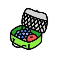 Mittagessen Box Tasche Mahlzeit Farbe Symbol Vektor Illustration