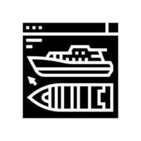 Schiff Design Konzept Marine Glyphe Symbol Vektor Illustration