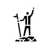 Flagge Bergsteiger oben Glyphe Symbol Vektor Illustration