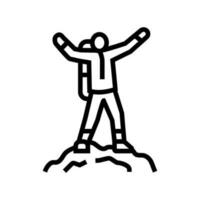 Bergsteiger auf das oben Abenteuer Linie Symbol Vektor Illustration