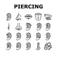 Piercing Mode Schönheit Ohrring Symbole einstellen Vektor