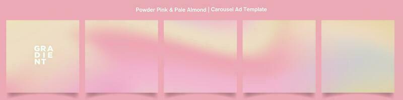 lutning karusell ad mall. pulver rosa och mandel kontinuerlig lutning bakgrund uppsättning för social media mallar. redigerbar vektor illustration. eps 10