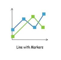 Linie Diagramm Clip Art. Linie Graph eben Vektor isoliert auf Weiß Hintergrund. Daten Analyse, finanziell Bericht, Geschäft Analytik Illustration. Infografik. Statistiken Graph. Linie Diagramm Symbol.