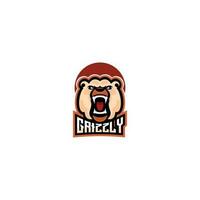 Grizzly wütend Logo Spielen Esport Design Maskottchen vektor