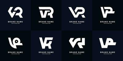 samling brev vr eller rv monogram logotyp design vektor