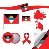 antigua och barbuda flagga med element vektor