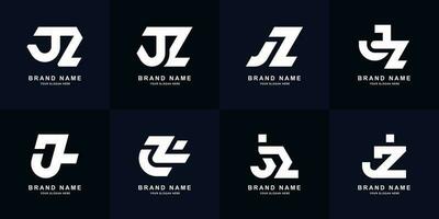 samling brev jz eller zj monogram logotyp design vektor
