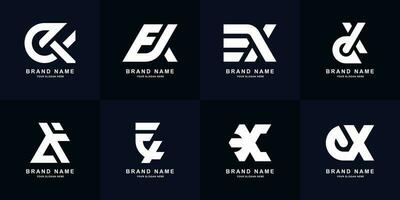 samling brev ex eller xe monogram logotyp design vektor