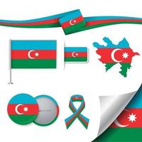 azerbajdzjans flagga med element vektor