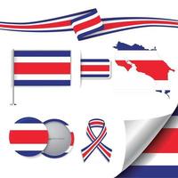 costa rica flagge mit elementen vektor