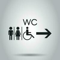 Toilette, Toilette eben Vektor Symbol . Männer und Frauen Zeichen zum Toilette auf grau Hintergrund.