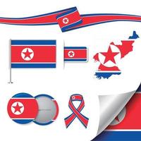 Nordkorea flagga med element vektor