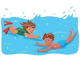 sommar barn simning. vektor illustration