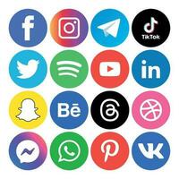 social media ikoner uppsättning logotyp vektor illustratör nätverk