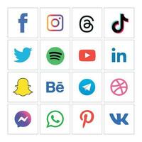 social media ikoner uppsättning logotyp vektor illustratör nätverk