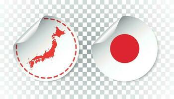 japan klistermärke med flagga och Karta. märka, runda märka med Land. vektor illustration på isolerat bakgrund.