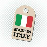 hänga märka tillverkad i Italien med flagga. vektor illustration på isolerat bakgrund.