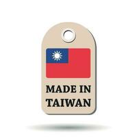 hängen Etikett gemacht im Taiwan mit Flagge. Vektor Illustration auf Weiß Hintergrund.