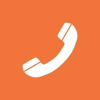 Telefon Symbol Vektor, Kontakt, Unterstützung Bedienung Zeichen isoliert auf Orange Hintergrund. Telefon, Kommunikation Symbol im eben Stil. vektor