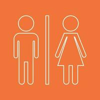 Toilette, Toilette Neon- Vektor Symbol . Männer und Frauen Zeichen zum Toilette auf Orange Hintergrund.