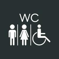 toalett, toalett platt vektor ikon . män och kvinnor tecken för toalett på svart bakgrund.