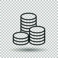 mynt stack vektor illustration. pengar staplade mynt ikon i platt stil.