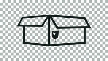 öffnen Box Symbol. Versand Pack eben Vektor Illustration auf isoliert Hintergrund.