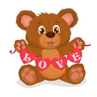 süßer Teddybär verliebt Valentinstag oder Muttertagspostkarte