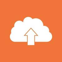 Wolke Symbol. Internet herunterladen Symbol. eben Vektor Illustration auf Orange Hintergrund.