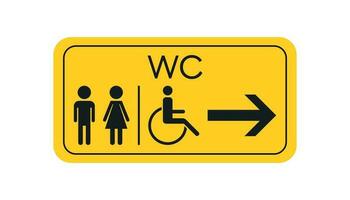 Toilette, Toilette Vektor Symbol . Männer und Frauen Zeichen zum Toilette auf Gelb Tafel.