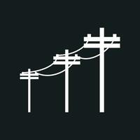 hoch Stromspannung Leistung Linien. elektrisch Pole Vektor Symbol auf schwarz Hintergrund.
