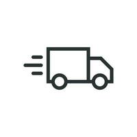 Lieferung LKW Zeichen Symbol im eben Stil. van Vektor Illustration auf Weiß isoliert Hintergrund. Ladung Auto Geschäft Konzept.