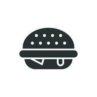 Burger Zeichen Symbol im eben Stil. Hamburger Vektor Illustration auf Weiß isoliert Hintergrund. Cheeseburger Geschäft Konzept.