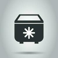 tragbar Kühlschrank Kühlschrank Symbol im eben Stil. Gefrierschrank Tasche Container Vektor Illustration auf Weiß Hintergrund. Kühlschrank Geschäft Konzept.