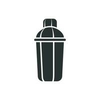 Shaker Symbol im eben Stil. Sport Flasche Vektor Illustration auf Weiß isoliert Hintergrund. Fitness Container Geschäft Konzept.