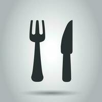 Gabel und Messer Restaurant Symbol im eben Stil. Abendessen Ausrüstung Vektor Illustration auf Weiß Hintergrund. Restaurant Geschäft Konzept.